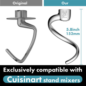 Spiral Dough Hook Replacement for Cuisinart 5.5-Quart Stand Mixer/Polished 18/8 Stainless Steel Accessories/No coating/Dishwasher Safe