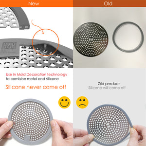 4.5inch Stainless Steel and Silicone Shower Drain hair catcher （2Pack）